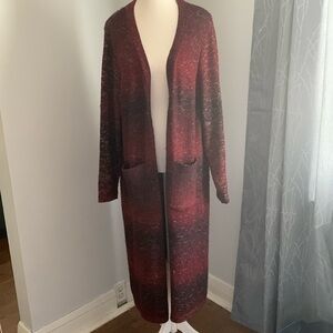 Long fine-knit cardigan